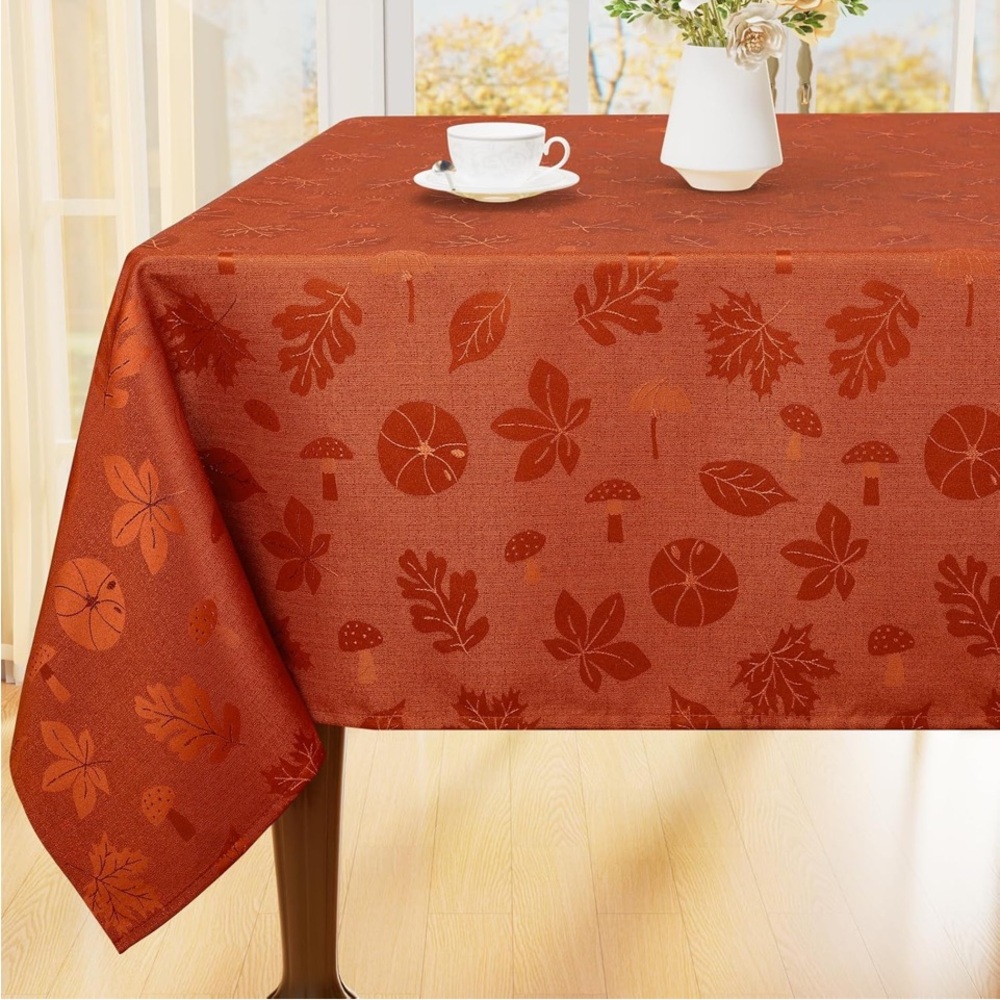 Thanksgiving Tablecloth Rectangle 60x120 Pumpkin Mushroom (NWT)